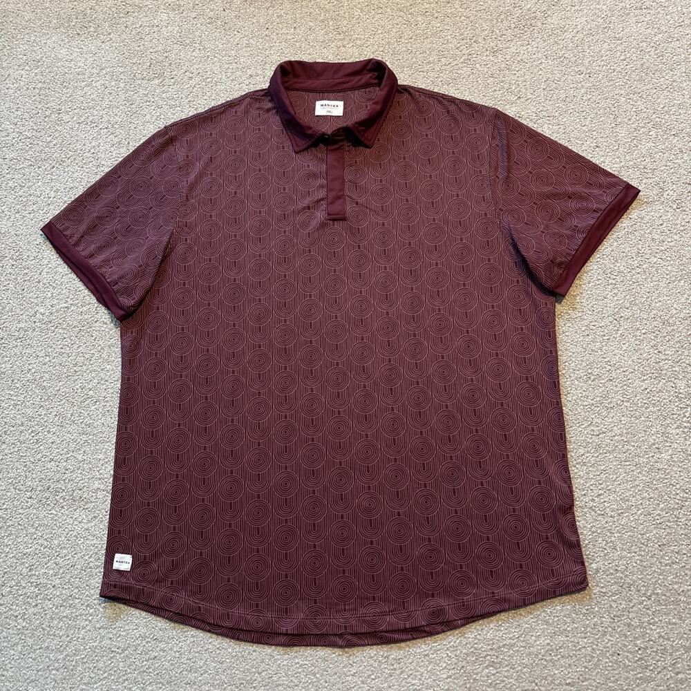Mantra Mens Performance Polo Shirt Sz XXL Red Geometric Print Short Sleeve